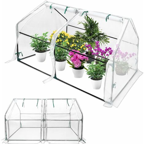 Froadp Gewächshaus Klein 180x90x90cm Tomatenhaus mit 2 Rolltor