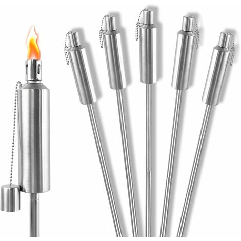 Froadp 6er Set Gartenfackeln für Draußen Öl 330ml Fackeln aus Edelstahl
