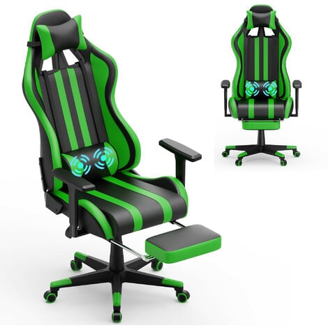 Giantex Gaming-Stuhl mit verstellbarer Rückenlehne, Bürostuhl bis 150 kg  belastbar, ergonomischer Computerstuhl höhenverstellbar mit  Lendenwirbelstütze und Kopfstütze (Rot)