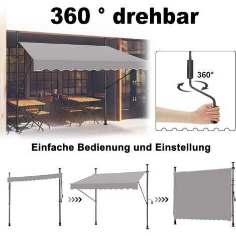 Froadp Klemmmarkise Markise Einziehbar Manuell Sonnenschutz Balkon Ohne