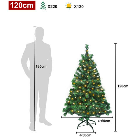 Froadp 120cm Künstlicher Weihnachtsbaum aus PVC Leuchtende Weihnachtsbäume Abziehbar Christbaum mit 220 Zweige & 120 LEDs Tannenbaum mit Ständer