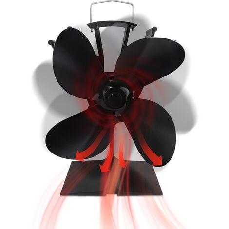 Froadp Kaminventilator Ohne Strom Kamin Ventilator mit 4 Blättern Schwarz  Ofenventilator Lüfter Wärmebetriebener Ofen Ventilator Stromloser