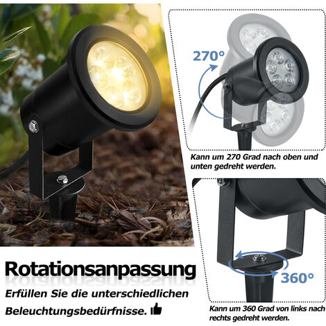 Froadp 3W Keine Außen-Dekoleuchten mit Strahler LED IP65 Licht Erdspieß Wasserdicht Gartenleuchte Warmweiß Rasen Garten