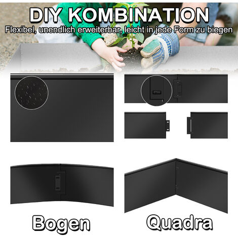 Vkechh Metall Rasenkante 5m X 15cm - Einfache Bodeneinfassung Für Beete Und Wege