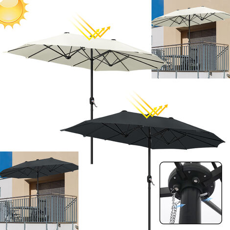 Four Seasons Courtyard Terrassenschirm Rund, 2,7 M, Polyester, Mit Kurbel & Neigungsfunktion, Taupe