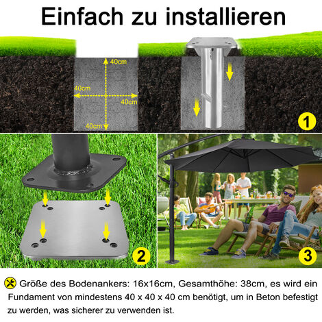 Froadp Universal Bodenhülse Sonnenschirmständer Metall Bodenplatte