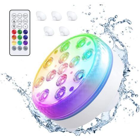 16 couleurs sous-marine lumières d'étang lumières de piscine avec  télécommande, paquet de 4 lumières