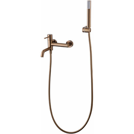 Imex – Robinet de douche monotrou or rose brossé – Installation encastrée – Poignée ronde ABS – Cartouche céramique 35 mm – Flexible PVC 180 cm – BDM0394ORC - Imex-BDM039-4ORC