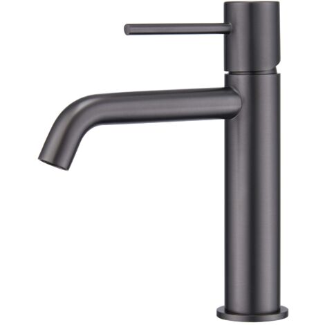 IMEX Robinet monocommande lavabo corps en laiton finition black gun metal PVD cartouche ceramique Ø26 mm flexible 3-8 serie MONZA modele Imex-BDM039-1BGM
