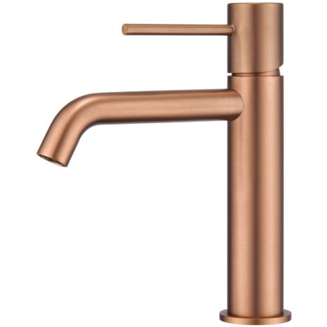 Imex – Robinet de lavabo monocommande 200mm BDM0391ORC – Finition or rose brossé – Laiton durable – Hauteur sous bec 107mm – Flexibles 3/8'