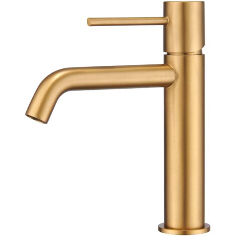 Imex – Mitigeur de lavabo monocommande en laiton finition or brossé – Cartouche céramique Ø26 mm – Flexibles 3/8' – BDM0391OC - Imex-BDM039-1OC