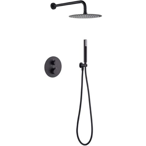 Colonne de douche Encastrée Thermostatique IMEX Noir Mat, Cartouche Céramique TURN CLEAN SYSTEM