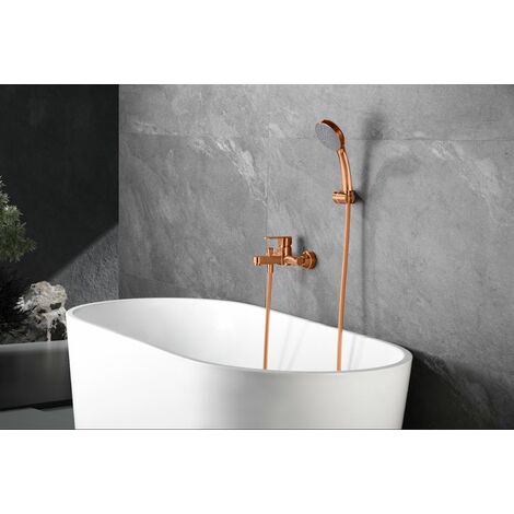 Imex – Mitigeur de baignoire-douche en laiton finition PVD or rose brossé – Flexible métallique 180 cm – Cartouche céramique Ø35 mm – BDR0014ORC - Imex-BDR001-4ORC (1/4)
