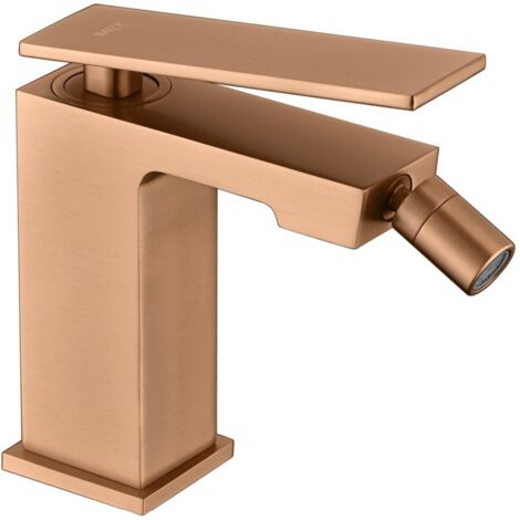 IMEX Robinet mitigeur bidet en laiton finition PVD or rose brosse avec cartouche ceramique Ø26 mm et flexibles 3-8 serie Pisa modele Imex-BDP048-2ORC (1/3)
