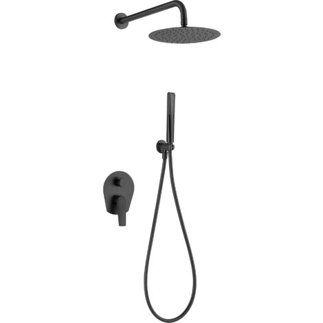 Ensemble de douche encastré avec mitigeur  Modèle DELOS  Couleur noir [ IMEX® ] (1/2)
