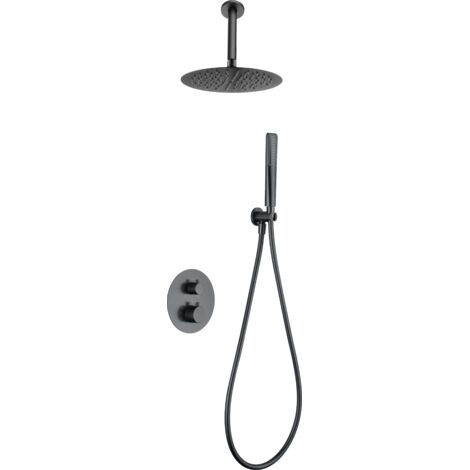 IMEX GTS060/BGM SALERNO Conjunto Ducha Termostático Empotrado Black Gun Metal - ref: GTS060/BGM (1/2)