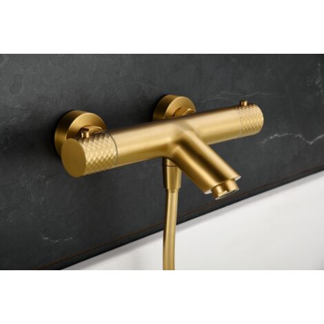 Kit de salle de bain avec thermostatique  Modèle GÉNOVA  Couleur Or Finition en Or brossé [ IMEX® ]