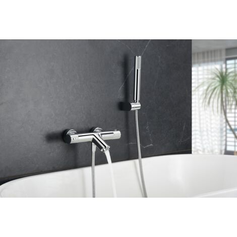 Ensemble de douche avec thermostatique  Modèle GÉNOVA  Couleur Gris  Finition en Chrome [ IMEX® ]