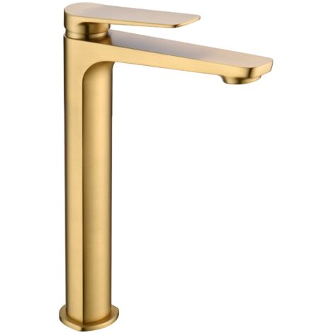 Robinet de lavabo haut avec mélangeur  Modèle NAPLES  Couleur Or Finition en Or brossé [ IMEX® ] (1/3)