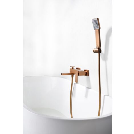 Ensemble de salle de bain avec mitigeur  Modèle PISA  Couleur Or rose  Finition Or rose brossé [IMEX®]