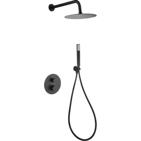 Ensemble de douche encastrée avec thermostatique  Modèle GÉNOVA  Couleur noire [ IMEX® ]