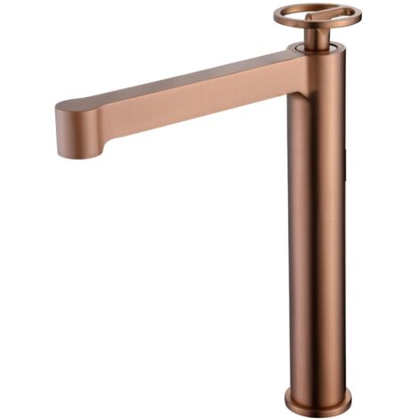 Robinet de lavabo haut avec mitigeur  Modèle OLIMPO  Couleur or rose fini en or rose brossé [IMEX®] (1/3)