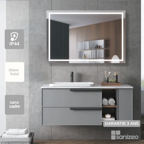 Miroir Salle de Bains Lumineux FRANCIA avec Éclairage Frontal et Rétro-Éclairé 90x80 by SANIZÉO