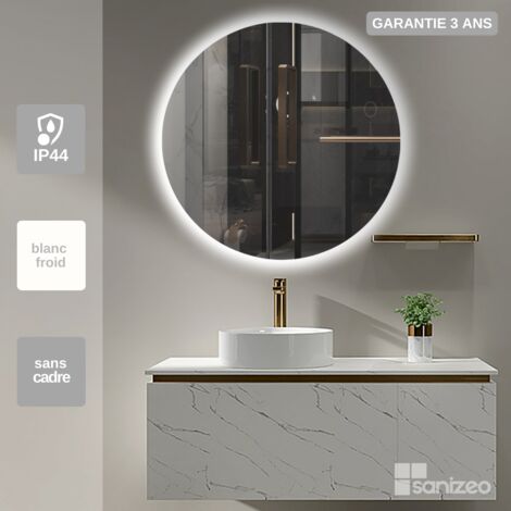 Miroir Salle de Bains Lumineux OPORTO avec Éclairage  Sans Cadre Ø90 by SANIZÉO