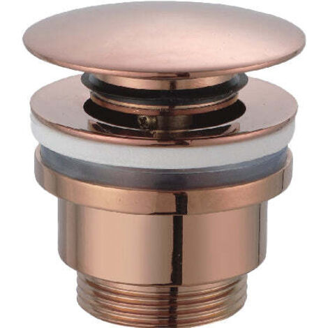 Imex – Bonde de lavabo click-clack or rose brossé – Mécanisme à encliqueter – Laiton et zamak – Dimensions 8x8 cm – VCC023