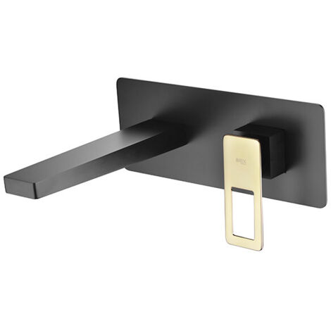 IMEX mitigeur encastre lavabo en laiton noir mat avec accents or brillant en deux parties independantes corps mural modele Suecia Imex-BDC032-4NGOLD (1/3)