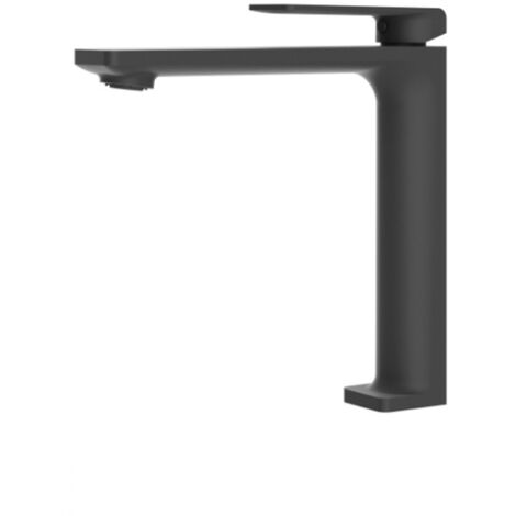 IMEX Mitigeur lavabo haut en laiton et zama finition noir mat cartouche ceramique Ø25 mm avec flexibles 3-8 serie FIYI modele Imex-BDF016-3NG (1/2)