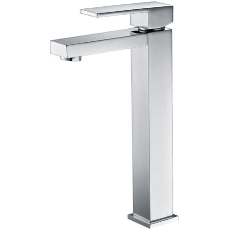 Robinet de lavabo haut avec mitigeur  Modèle VALENCIA  Bec haut  Couleur gris avec finition chromée [IMEX®] (1/2)