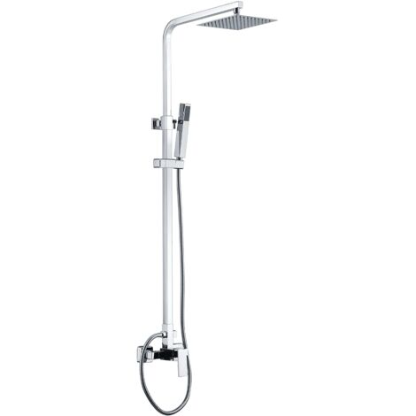 Colonne de douche avec mitigeur  Modèle VALENCIA  Pomme de douche de taille standard  Couleur gris finition chromée [IMEX®] (1/3)