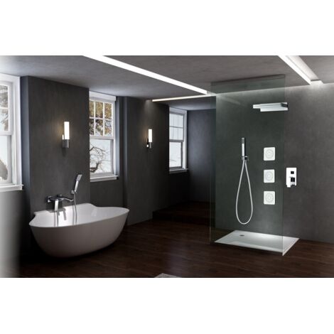 Imex – Colonne de douche hydromassante encastrée avec mitigeur – Pomme de douche standard – Acier et laiton – Finition chromée – Dimensions 37x56x15cm (1/5)