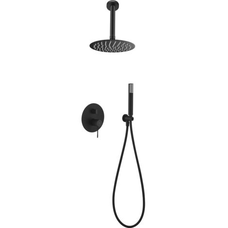 Colonne de douche encastrée avec mitigeur  Modèle TOP  Pommeau de douche de taille standard  Couleur noir finition mate [IMEX®]
