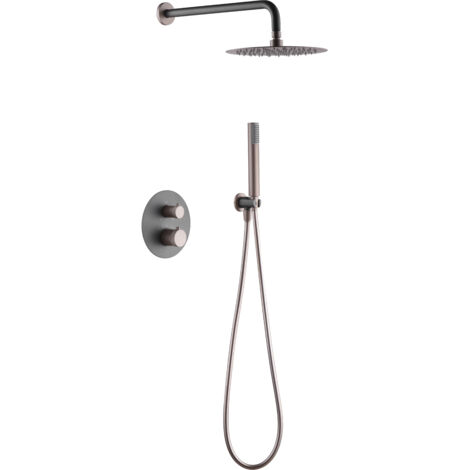 Ensemble De Douche Thermostatique Encastré Line Gris Mat-champagne Imex Imex Gtd038 Gc