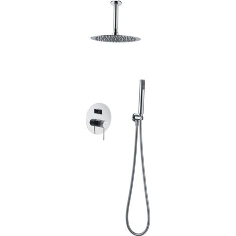 Colonne de douche encastrée avec mitigeur  Modèle TOP  Pommeau de douche de taille standard  Couleur gris finition chrome [IMEX®]