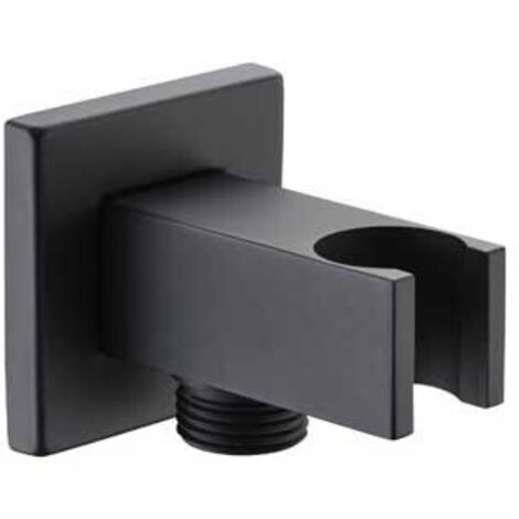 Support Fixe Carré Pour Douchette à Main Avec Prise D'eau Noir Mat Imex Imex Sfr001 Ng