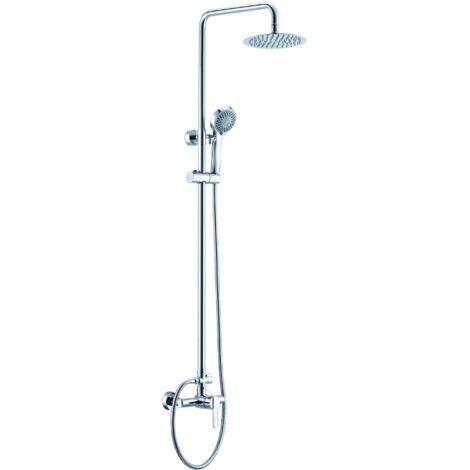 Ensemble de douche avec mitigeur  Modèle ROMA  Pommeau de douche de taille standard  Couleur gris finition chromée [ IMEX® ]