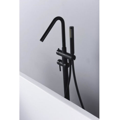 Imex – Robinet de baignoire monocommande noir mat – Acier et laiton – Cartouche céramique 35 mm – Boîte de contrôle au sol intégrée - Imex-BBECO1-NG