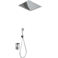 Imex – Colonne de douche hydromassante avec mitigeur – Pomme de douche grand diamètre – Finition chromée – Acier et laiton – Dimensions 47x48x18cm