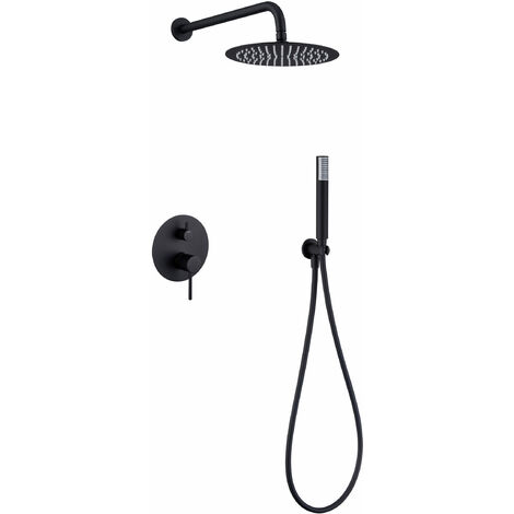 Set doccia incassato con monocomando  Modello MONZA  Doccia di dimensioni standard  Colore nero finitura opaca [ IMEX® ]