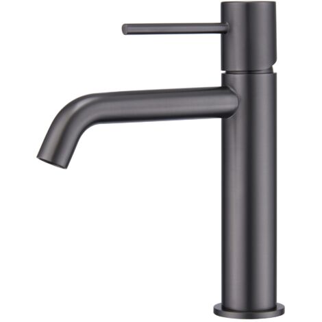 IMEX Miscelatore monocomando lavabo corpo ottone finitura black gun metal cartuccia ceramica Ø26mm tubi flessibili 3-8 serie MONZA Imex-BDM039-1BGM
