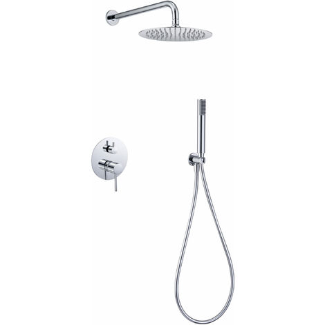 Set doccia incassato con monocomando  Modello MONZA  Pioggia di dimensioni standard  Colore grigio finitura cromata [ IMEX® ]