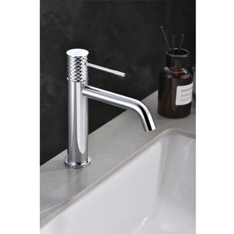 Rubinetto del lavabo monocomando  Modello GENOVA  Colore Grigio con finiture cromate [IMEX®]