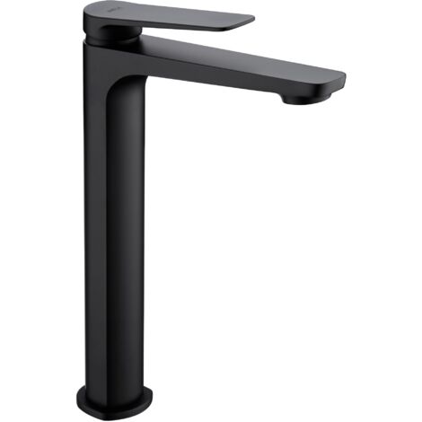 IMEX Miscelatore lavabo alto monocomando nero opaco in ottone con cartuccia ceramica Ø26 mm e set 2 flessibili 3-8 per montaggio stabile modello BDN047-3NG