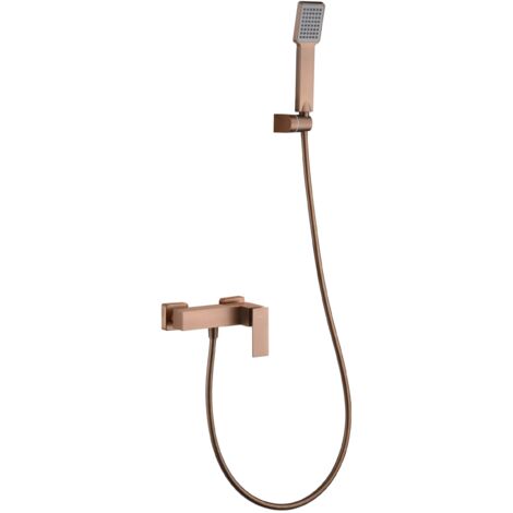 Set Doccia Monocomando In Oro Spazzolato - Soffione 25 Cm Anticalcare - Con Doccetta E Flessibile - Serie Line Imex - Foto 3