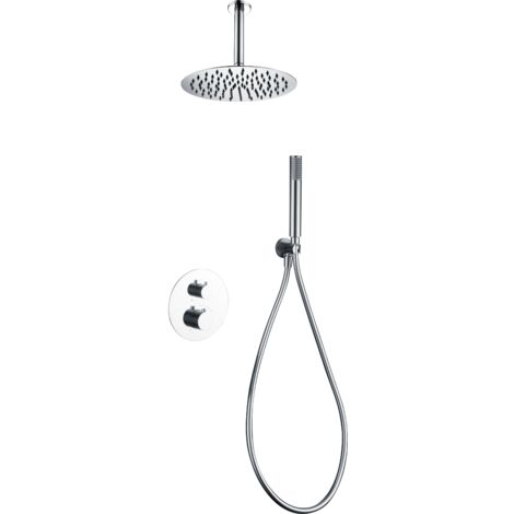 Set doccia incassato con termostato  Modello PIAMONTE  Colore grigio  Finitura cromata [ IMEX® ]