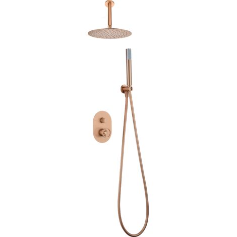 Set doccia a incasso con monocomando  Modello VESUVIO  Colore Oro rosa  Finitura Oro rosa satinato [IMEX®]