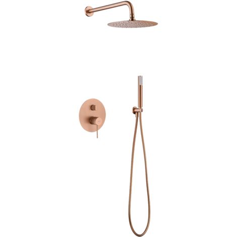 Set doccia incassato con monocomando  Modello LINE  Colore oro rosa  Finitura oro rosa spazzolato [ IMEX® ]